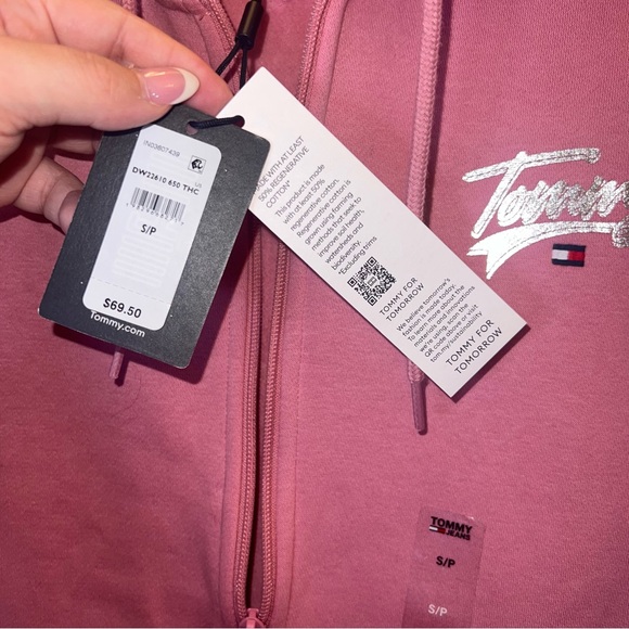 Tommy Jeans Pink Full Zip Hoodie Sweatshirt Small NWT - Picture 6 of 9